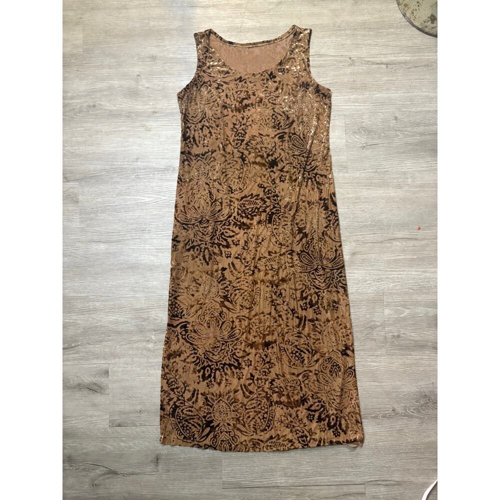 Vintage Y2K Burnout Velvet Semi-Sheer Stretch Tank Maxi Dress L Whimsygoth Boho - Picture 7 of 9